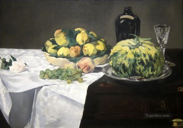 Edouard Manet Painting - Still life with melon and peaches Eduard Manet